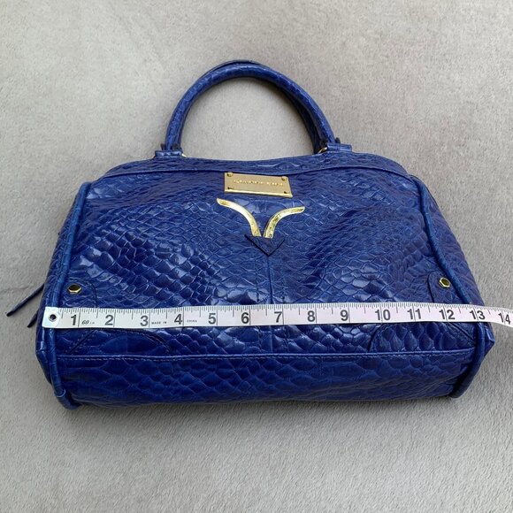 Gianni Bini Cobalt Blue Faux Crocodile Embossed Dual Handle Shoulder Bag - Picture 15 of 16